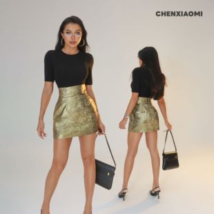 欧美辣妹气质时尚 柳拂翠 显瘦修身 半身裙短裙 Q127 蜜蜜家