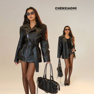 欧美辣妹修身 收腰休闲秋季 时尚 落秋 皮衣外套 T111 蜜蜜家