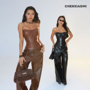 蜜蜜家 胸棉抹胸25 原野焦糖 一体式 Z619 欧美辣妹性感复古修身