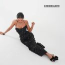 睫毛欧美辣妹轻熟风带可拆胸垫连衣裙长裙25 她 ZA038 蜜蜜家