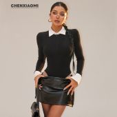 欧美辣妹气质抓毛衬衫 半生韶华 领长袖 连体衣 Z676 蜜蜜家