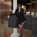 带垫肩 Y683 欧美辣妹V领绑带闪闪连衣裙 南枝夕雾