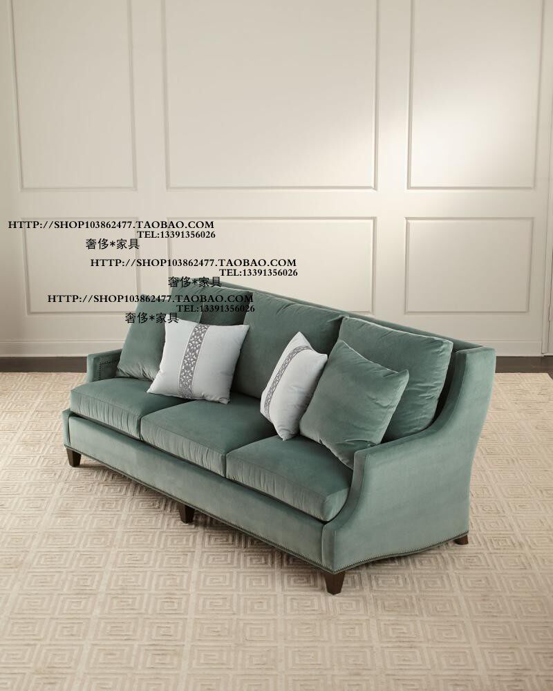 比利时美式法式乡村实木铆钉布艺双人三人位沙发影楼客厅组合家具