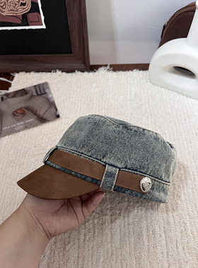 高级英伦风牛仔马术帽女秋冬日系时髦复古博主款酷飒气质报童帽子