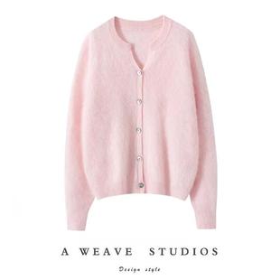 拉绒拉毛100%山羊绒羊绒衫开衫外套加厚秋冬季松软