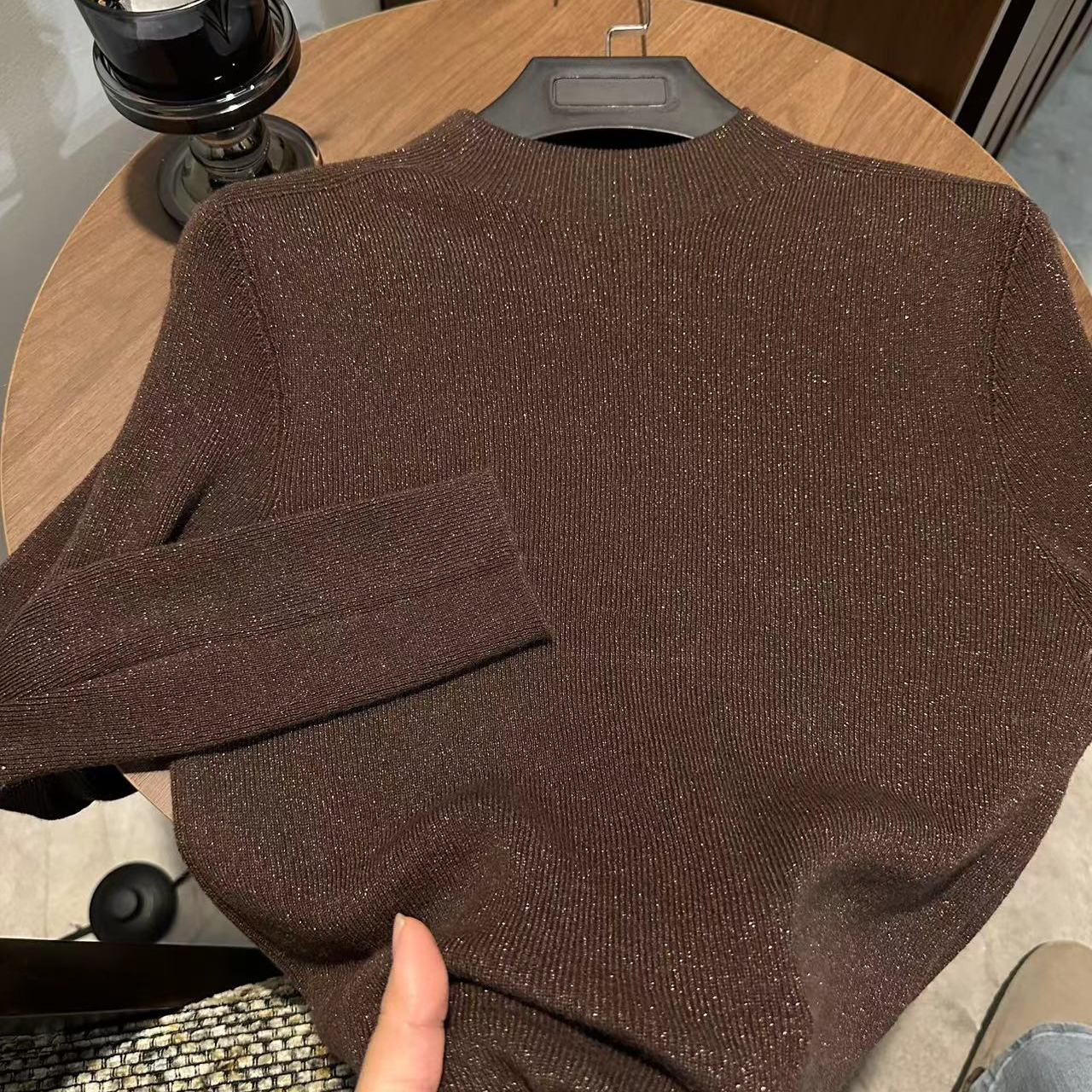 2025新奥精纺羊毛打底衫鎏金纱100%羊毛打底衫