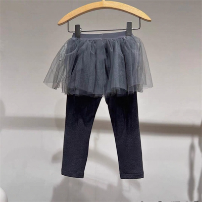 秋女洋气网纱裙裤假两件打底裤裙