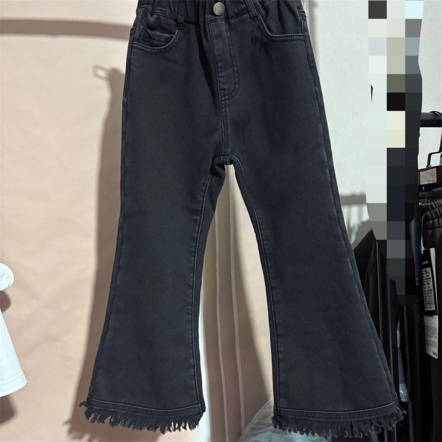 冬女加绒流苏款微喇百搭牛仔裤潮