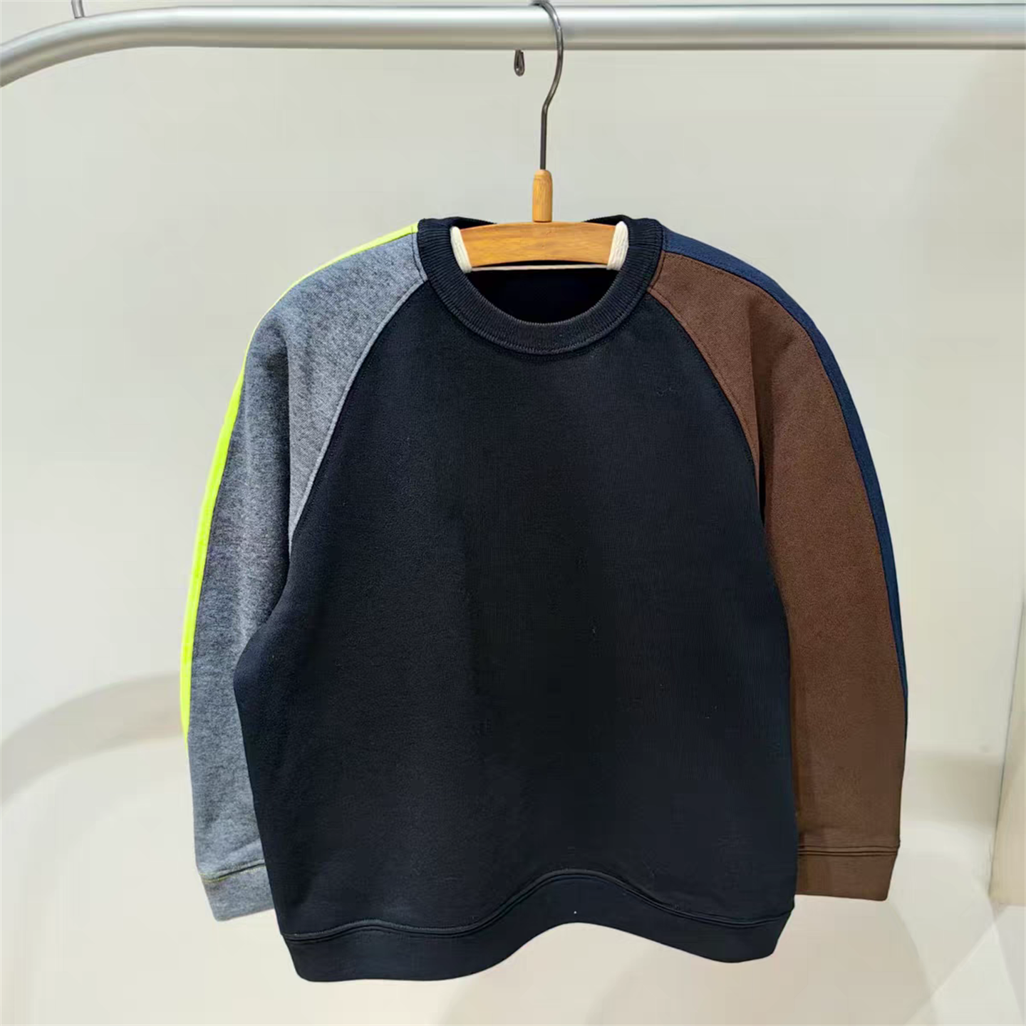 秋男女拼接撞色圆领卫衣运动上衣