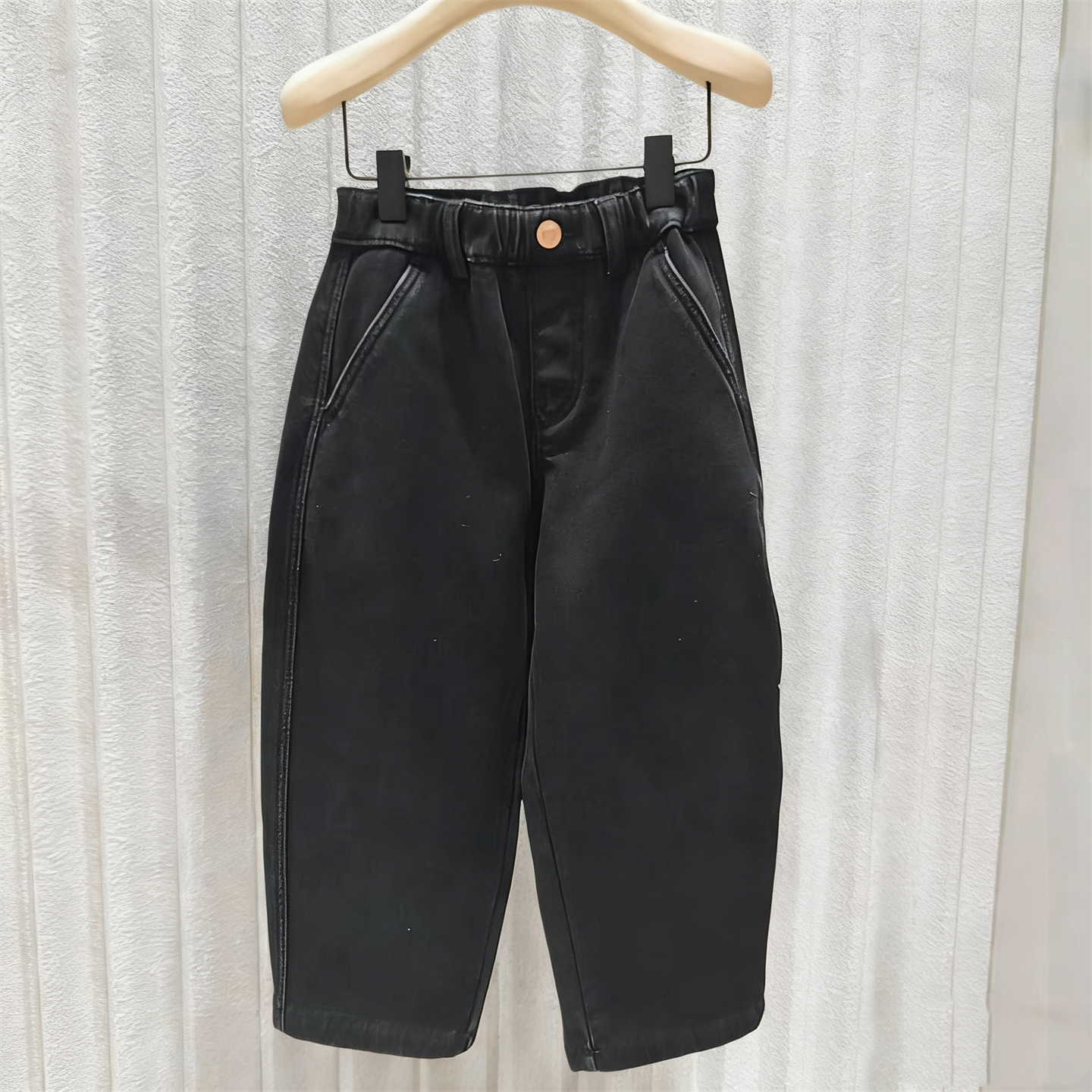 冬男女百搭超软加绒弯刀牛仔长裤