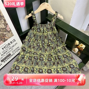 女童吊带裙女宝碎花背心裙甜美可爱公主裙潮 新品 2024夏季 韩系童装