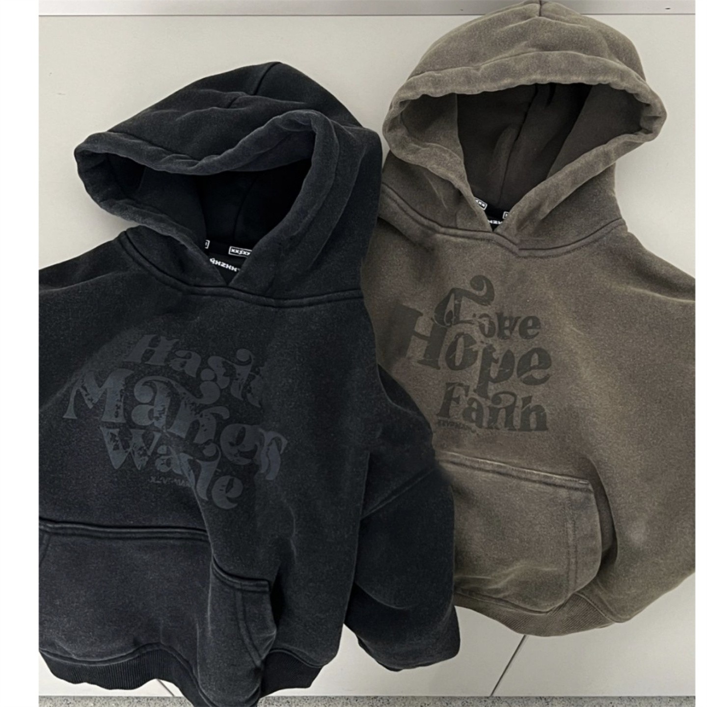 秋男女潮范字母印花连帽加绒卫衣