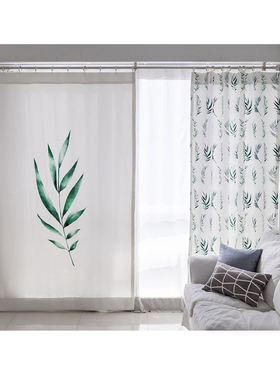 北欧Ins风清新定制遮光阳台窗帘 韩版创意植物叶子卧室落地窗飘窗