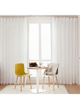 ins风棉麻白色定制窗帘 落地窗飘窗阳台房简约欧式装饰百搭窗纱