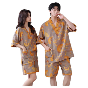 夏天薄男女情侣款汗蒸服桑拿服纯棉浴衣大码全棉温泉浴服睡衣套装