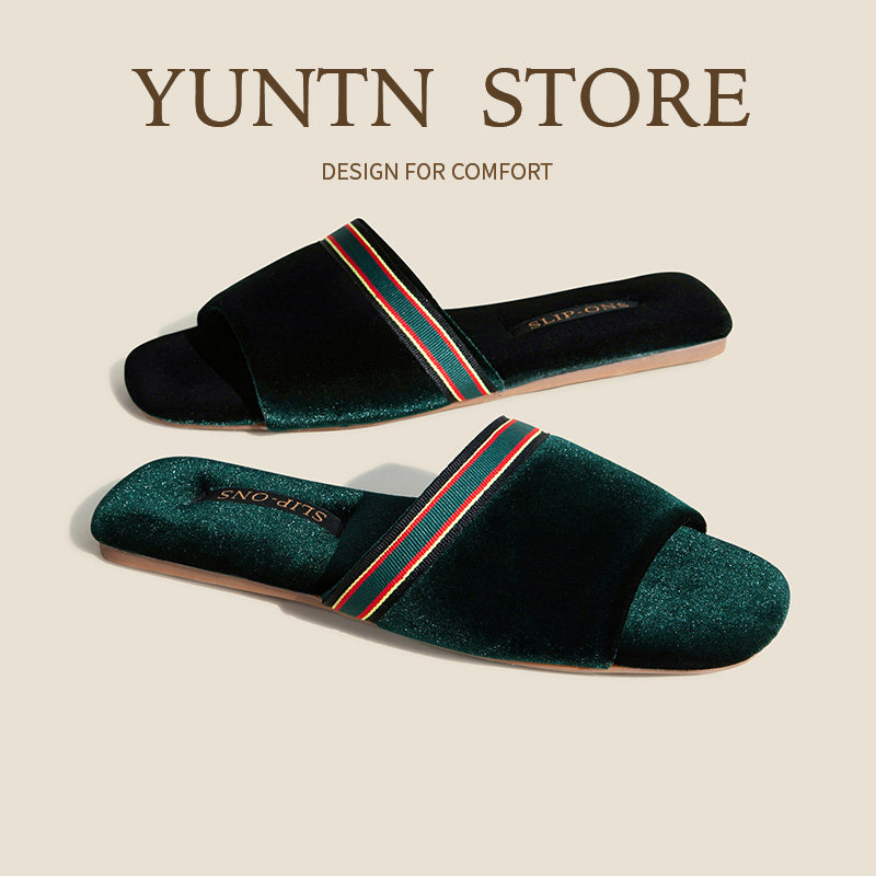 夏天丝绒气质优雅轻奢女士开口四季拖鞋轻便防滑牛筋底淑女居家鞋,居家布艺,居家凉拖/凉鞋,淘宝优惠券,粉丝福利购,淘宝优惠卷