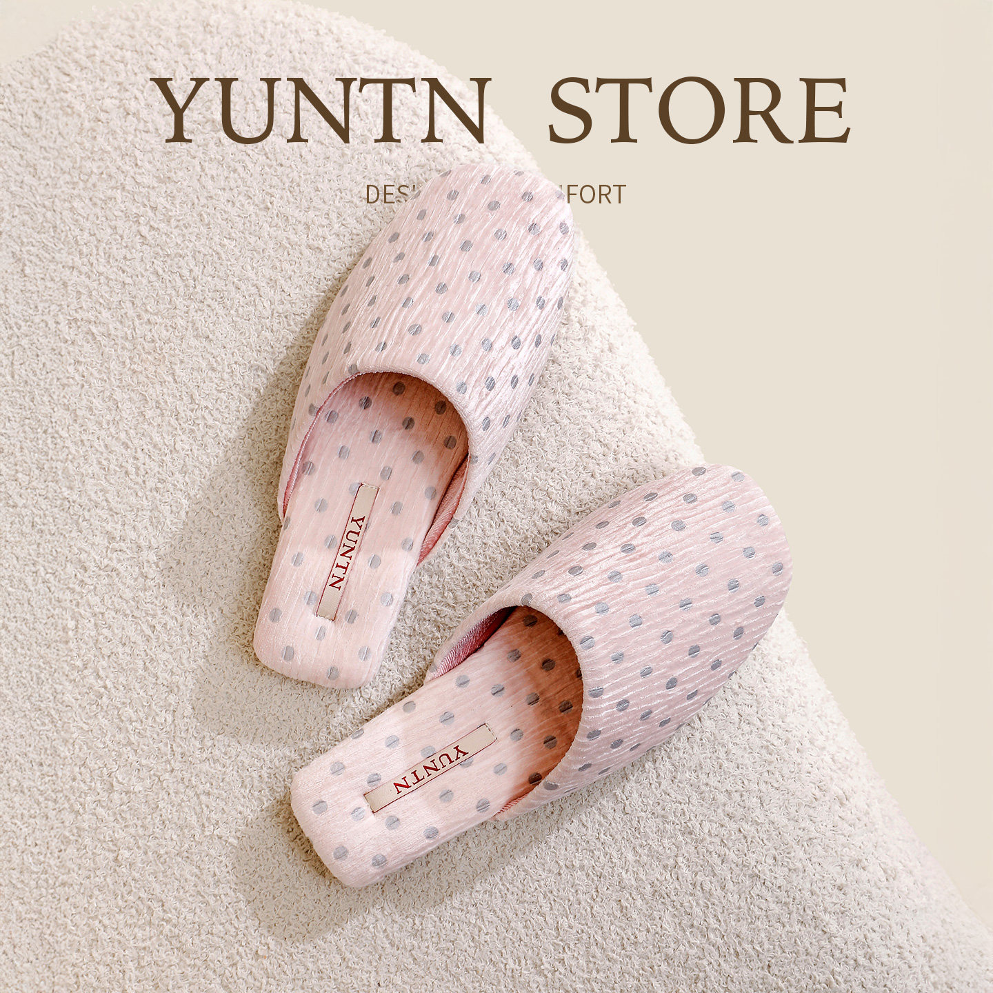 秋冬季复古艺术清新小波点微光牛肚布亲肤保暖棉拖鞋女室内居家鞋,居家布艺,居家棉拖/棉鞋,淘宝优惠券,粉丝福利购,淘宝优惠卷