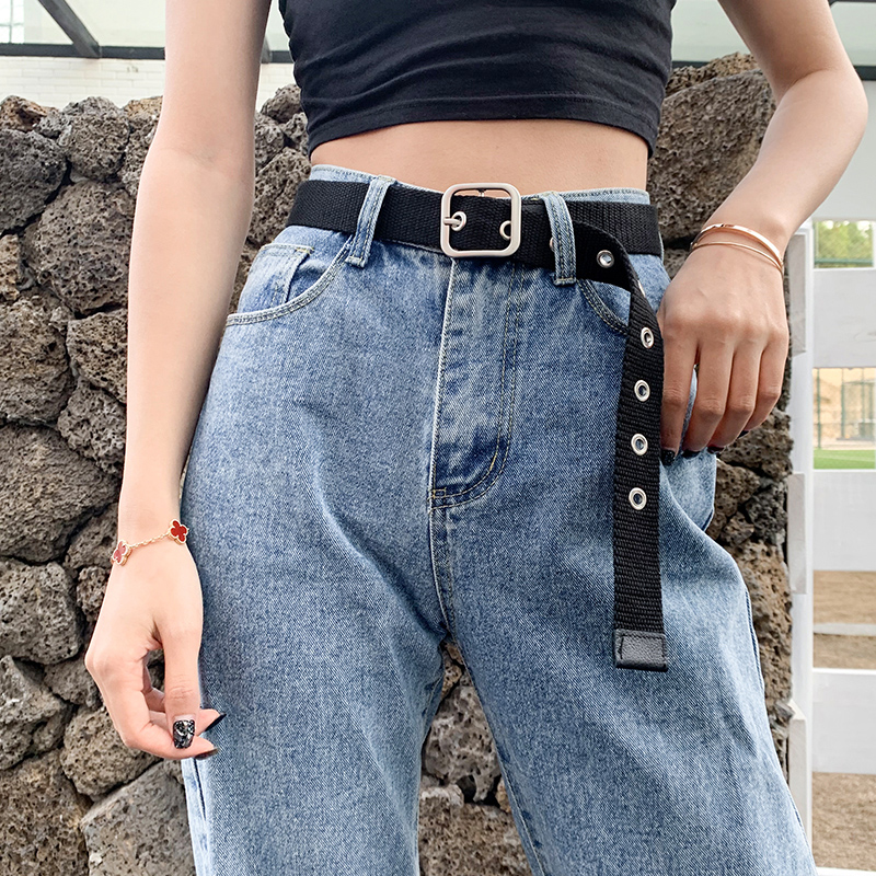 网红百搭风韩版时尚帆布女士皮带