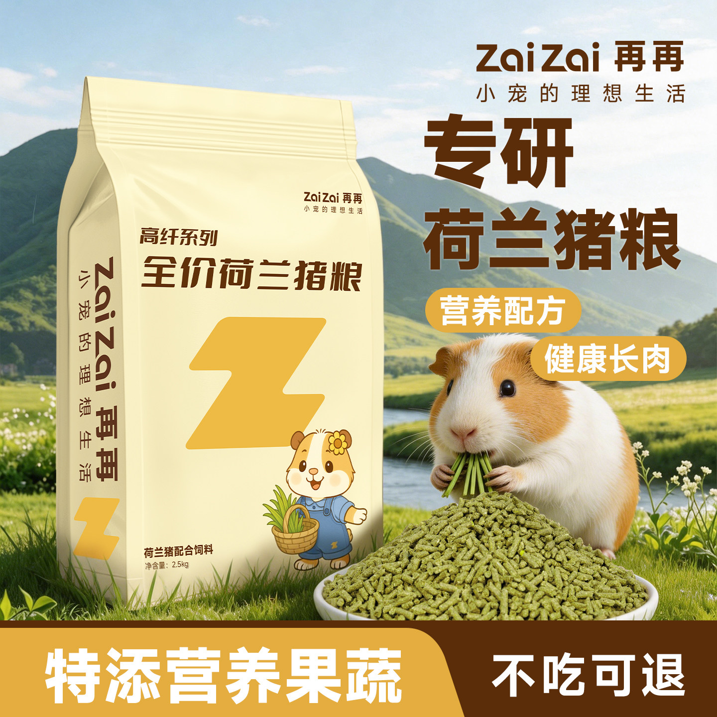 再再高纤荷兰猪粮食美毛营养主粮图片