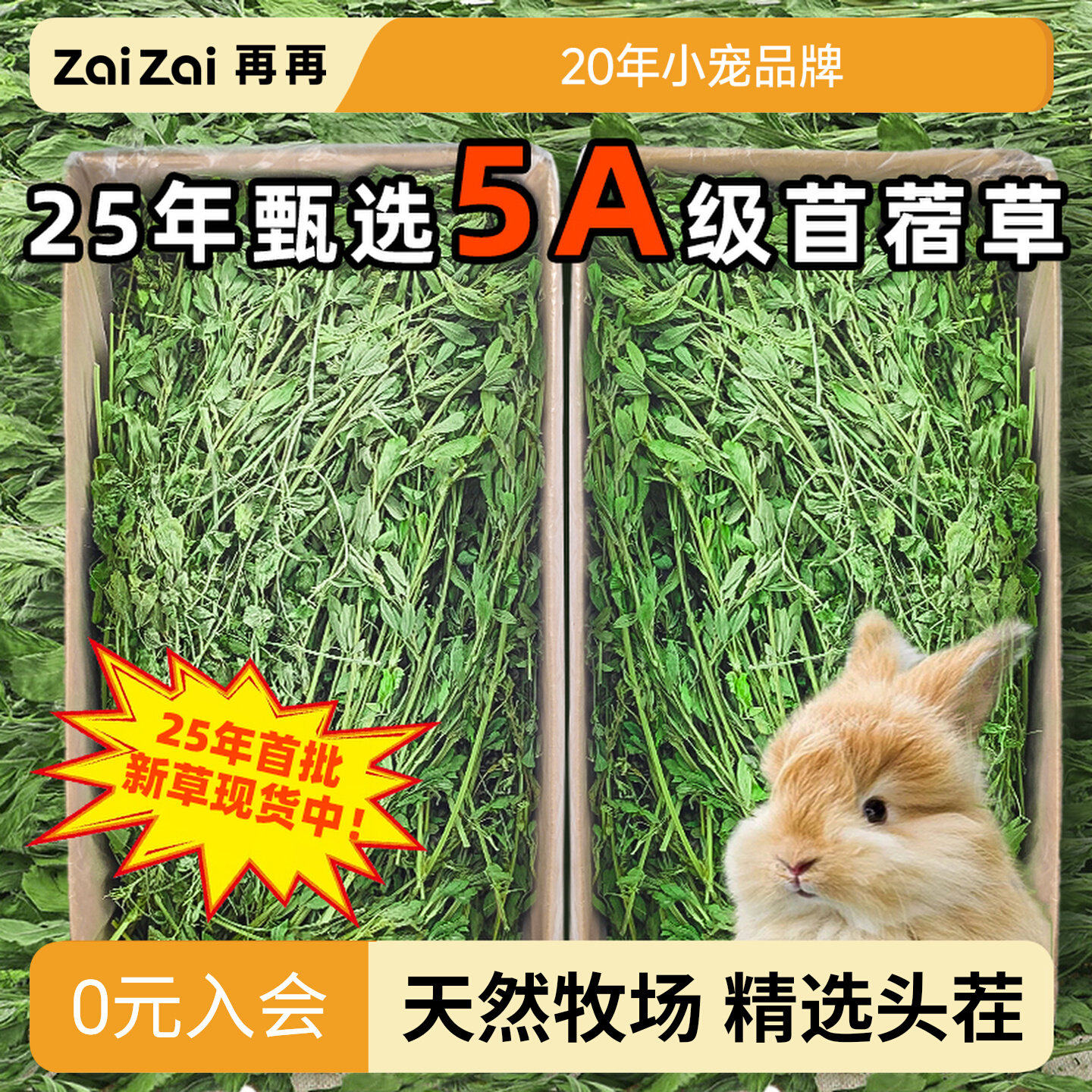 再再苜蓿草幼兔专用干草兔子紫花苜蓿草荷兰猪豚鼠粮食物饲料龙猫