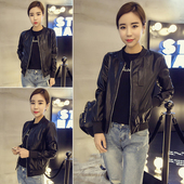 皮衣女宽松外套2025春秋新款 学生皮夹克潮 BF风PU皮棒球服韩版