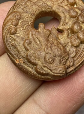 老山檀香雕刻龙平安扣挂件吊坠男女手机挂包挂钥匙扣文玩饰品沉香