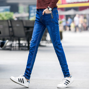 弹力修身 男士 小脚裤 韩版 子 夏季 潮流休闲铅笔长裤 青少年紧身牛仔裤