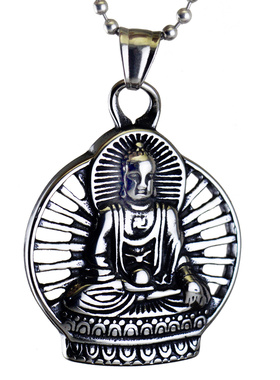 复古佛像不锈钢怀表造型吊坠项链
