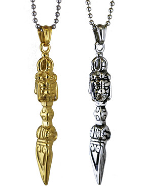 古典佛系饰品四面佛金刚杵佛祖复古钛钢吊坠不锈钢铸造男士项链
