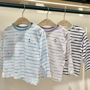 条纹打底衫 moioln小云朵专柜正品 长袖 新款 T恤M253TSF01P 25秋季