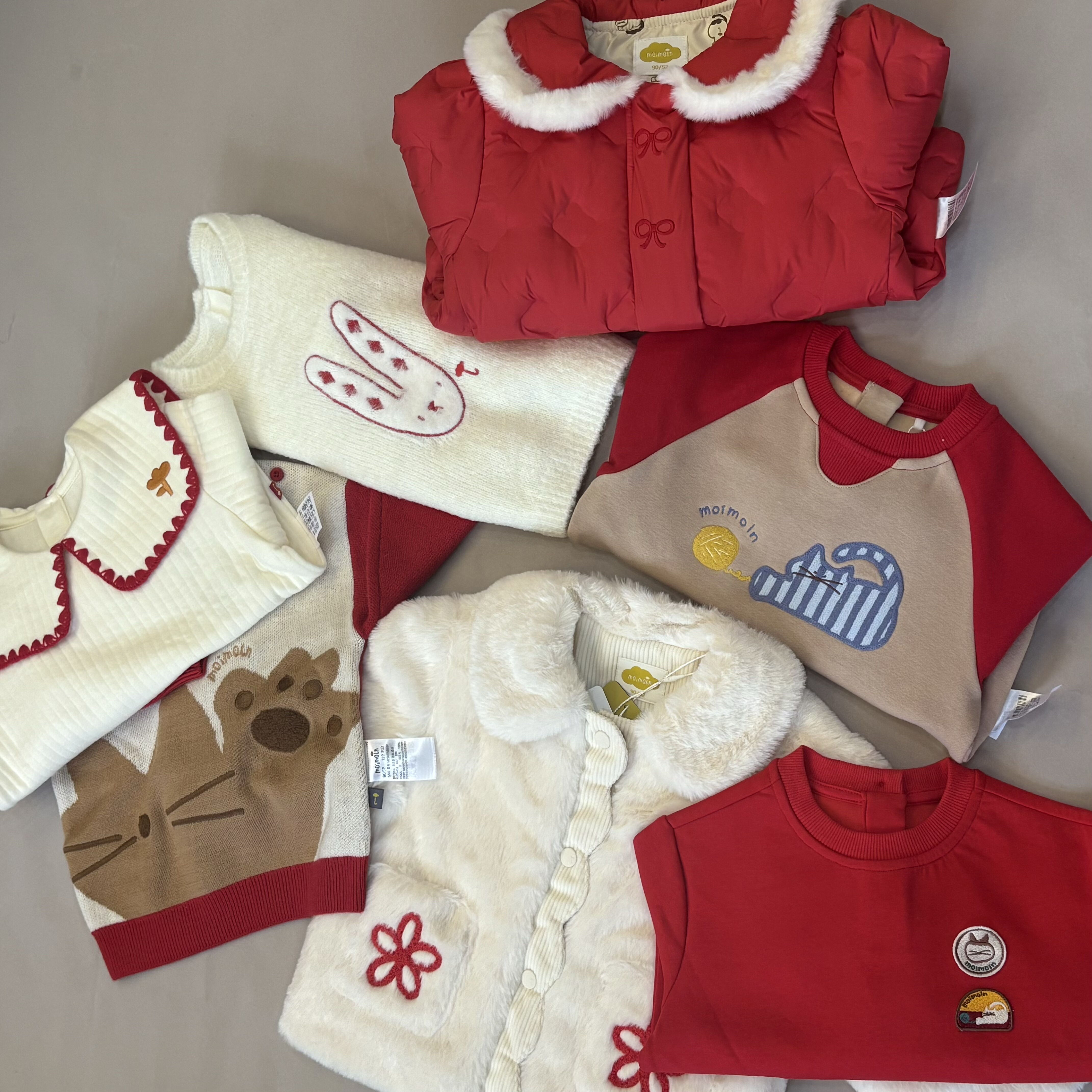 moimoln小云朵25冬专柜正品绵羊毛儿童卡通时尚毛衣M254SWB69P