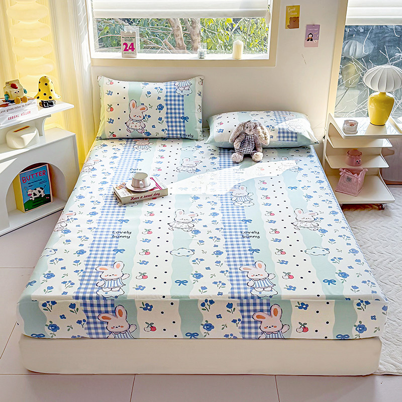 纯棉床笠2026新款宿舍单人学生床垫套100全棉150x200保护罩三件套