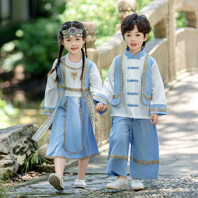 儿童春秋季唐装少数民族风男女童演出服幼儿园表演服中国风异域风