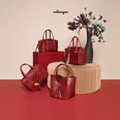 新年礼物 食草堂红色包包婚包送礼小方包手提包头层植鞣礼盒装