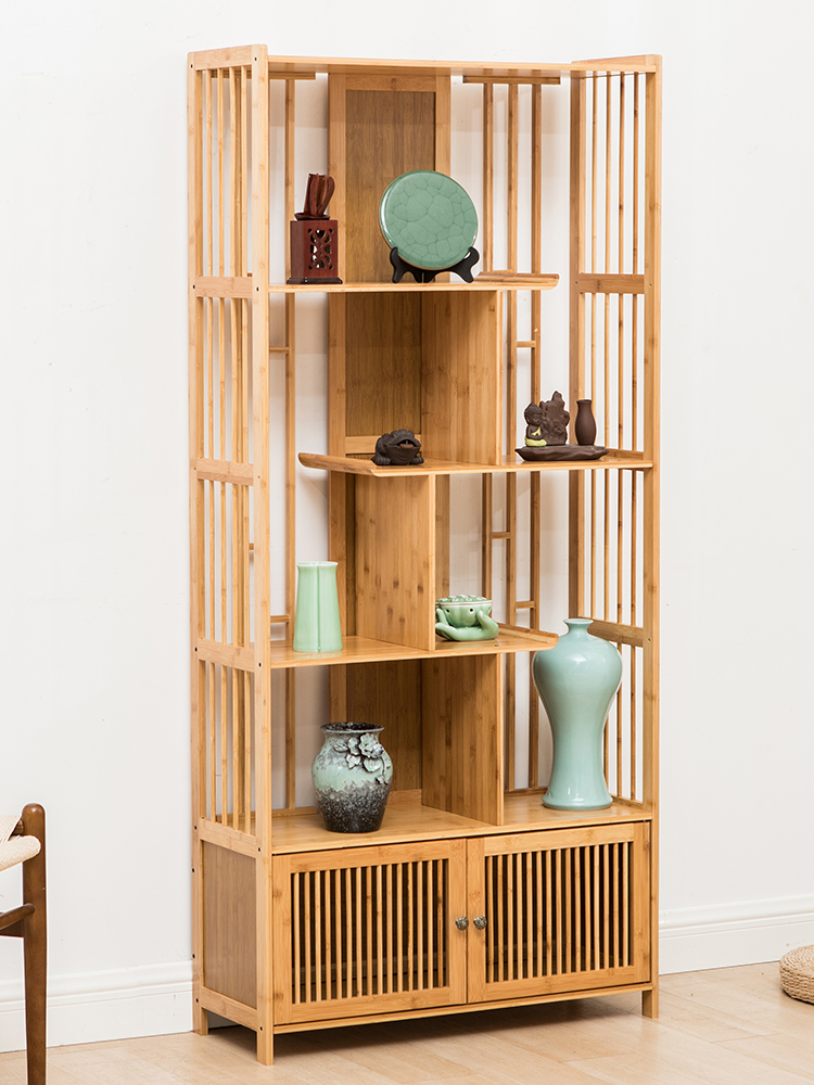 博古架楠竹多宝阁中式仿古家具榆木茶叶展示陈列柜客厅隔断置物架