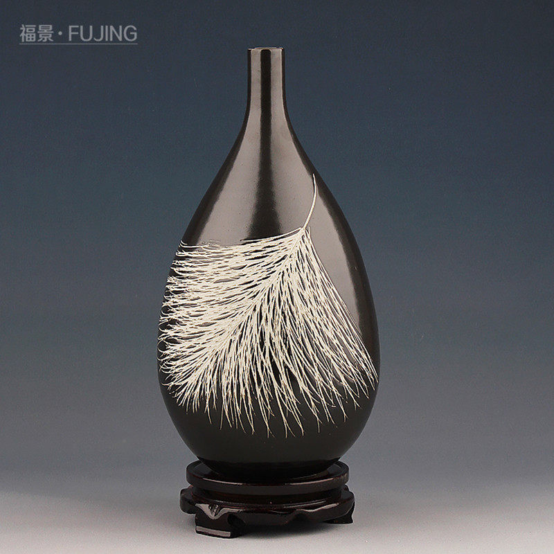 福景家居装饰品陶瓷现代中式天使之羽水滴花瓶客厅摆件插花工艺品|msdalam kategori Aksesori rumah, pasu/bunga/bunga tiruan/perhiasan imitasi, bunga/pasu, pasu - dari Buy2taobao.com untuk memberikan perkhidmatan ejen Taobao profesional membeli