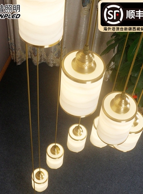 全铜楼梯吊灯中国风新中式楼梯间灯LOFT公寓复式旋转楼梯灯长吊灯
