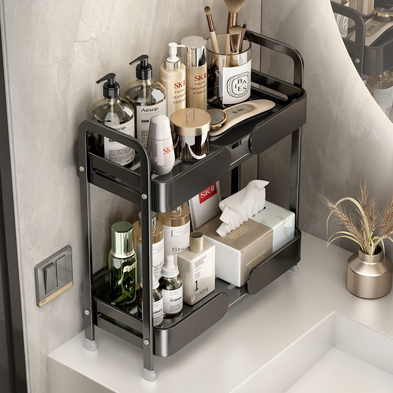 天地鱼化妆室洗漱台置物架浴室化妆品收纳层架子台面护肤品洗手间