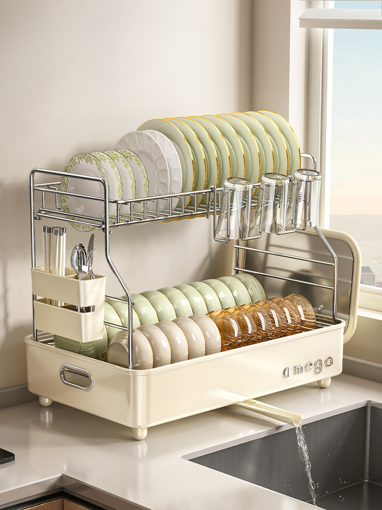 厨房碗碟碗盘收纳架置物架家用台面多功能沥水架放碗架碗筷收纳盒