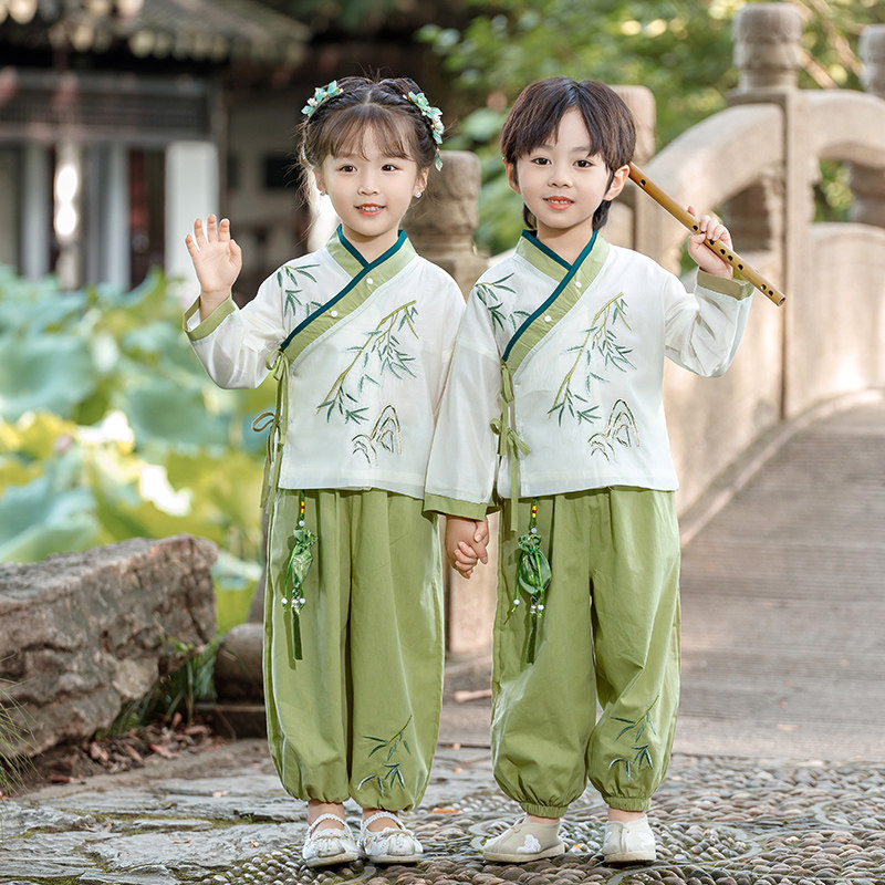兄妹装上春山汉服演出服男女童中国风唐装两件套幼儿园儿童表演服