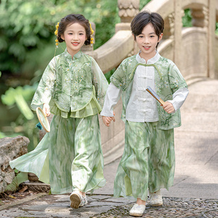 六一儿童汉服套装 古装 男女童国学唐装 幼儿园古风朗诵表演出服 春季