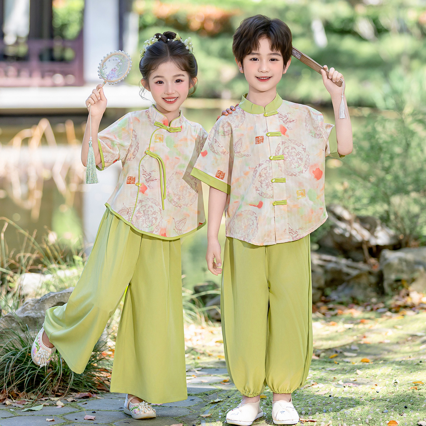 六一儿童汉服夏季男童中国风复古演出服小学生合唱舞蹈古装表演服