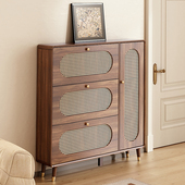 超薄鞋 柜 鞋 柜家用门口翻斗复古仿藤编玄关柜小户型窄鞋 柜2024新款