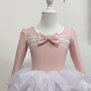 儿童芭蕾舞练功服长袖蹈裙幼儿演出蓬蓬裙女童白雪公主裙蝴蝶结