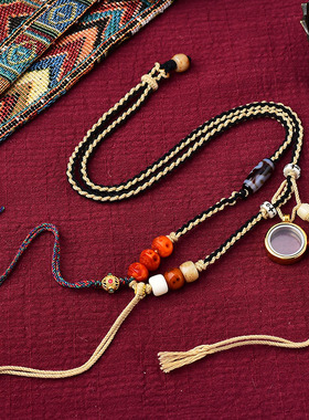 手工编织吊坠绳藏式唐卡挂件绳玉佩佛牌项链绳扎基拉姆挂坠绳子