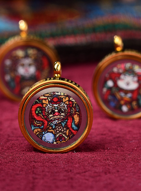 十二生肖唐卡吊坠藏式嘎乌盒本命年护身符挂件可穿手链饰品挂坠子