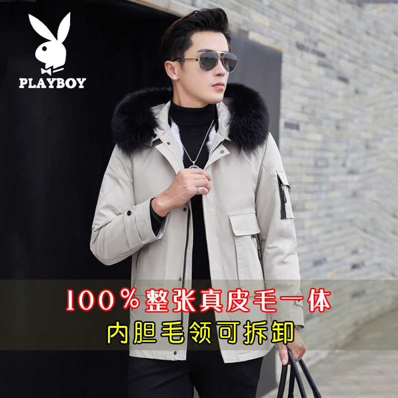 水貂毛PLAYBOY连帽宽松皮草