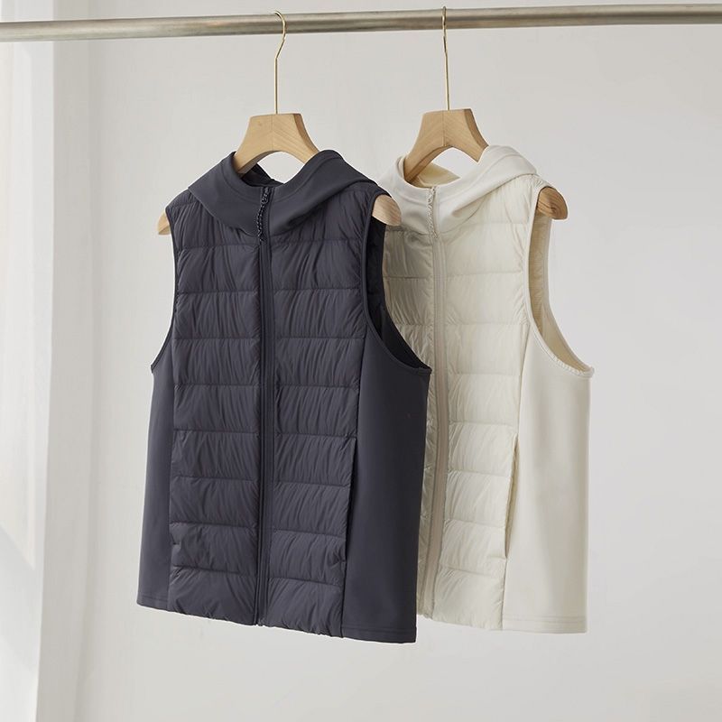 90白鹅绒冲锋衣内胆连帽修身轻薄内搭打底瑜伽运动羽绒服马甲外套