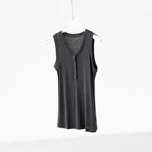 法奢品质感人莱赛尔+羊毛巨舒适显瘦修身U领气质休闲无袖背心女