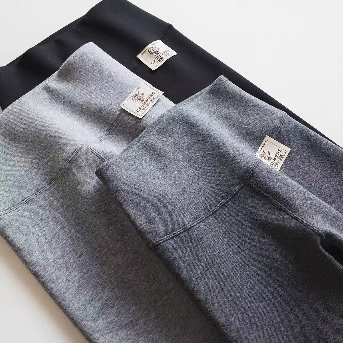 秋冬保暖安第斯山羊绒哑光针织薄绒高腰显瘦纯色加绒修身打底袜裤